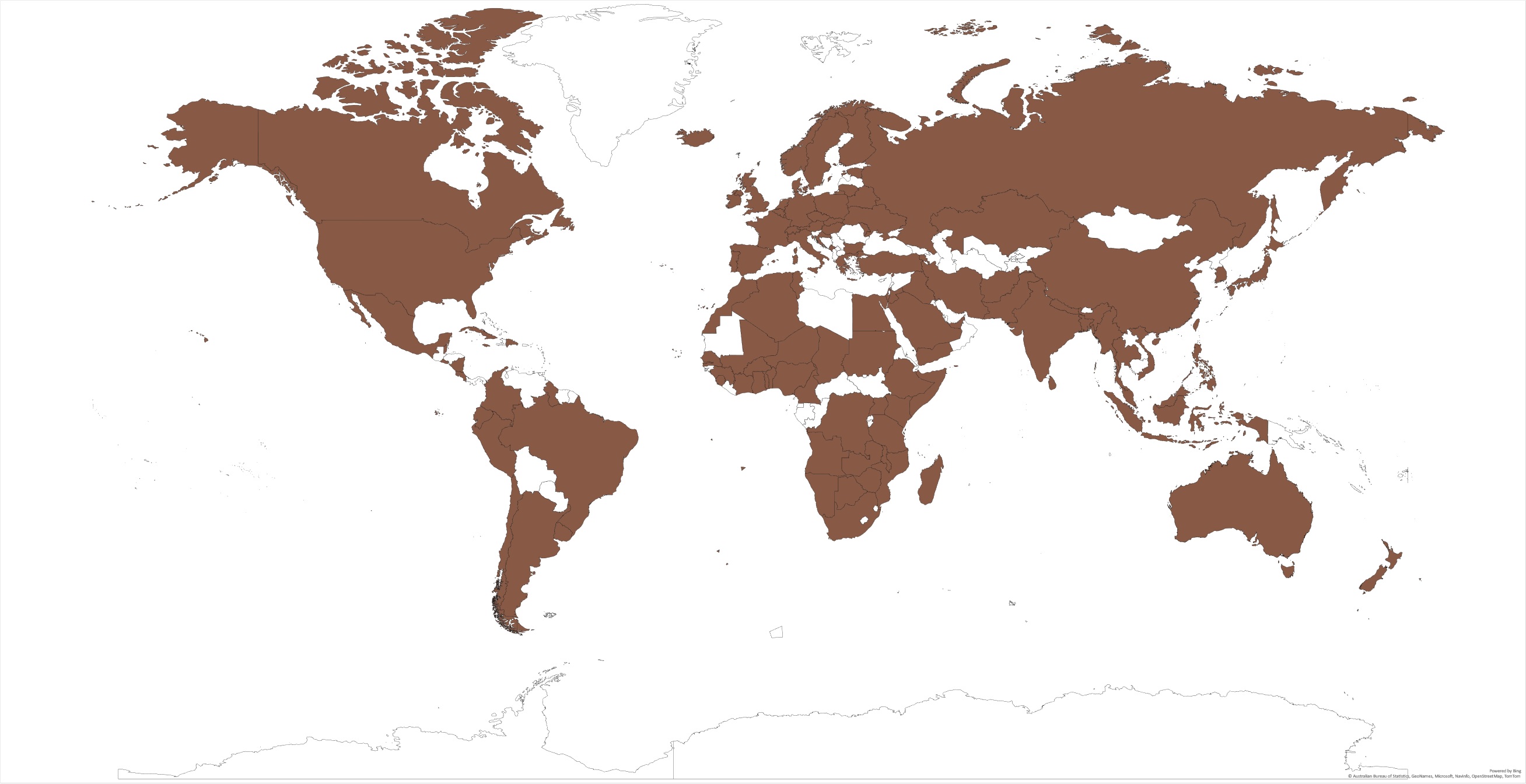 Countries where Cryptolestes ferrugineus have been identified