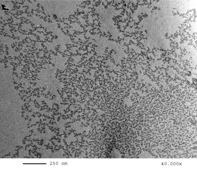 TEM Micrograph of a Nanocomposite Iron-Polystyrene