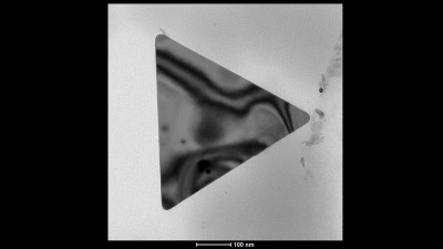 Transmission Electron Microscopy Micrograph of a 2D Gold Nanocrystal