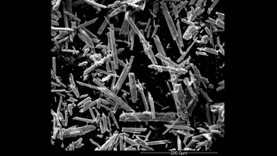 Electron Micrograph of Sb2S3 Crystals Obtained by the Antimony-Thiolate Thermolysis