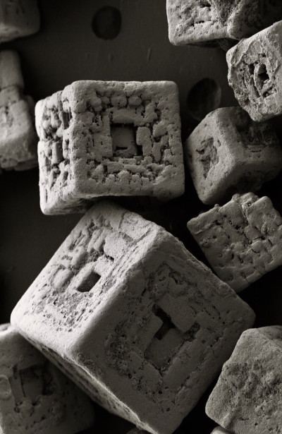 Crystals of Fine Salt under an Electron Microscope