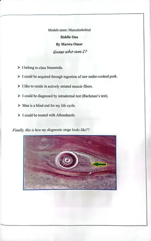 Parasitology Riddles: Number Two: Dr. Marwa Omar