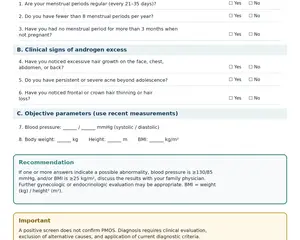 Polyendocrine Metabolic Ovarian Syndrome Screening Questionnaire