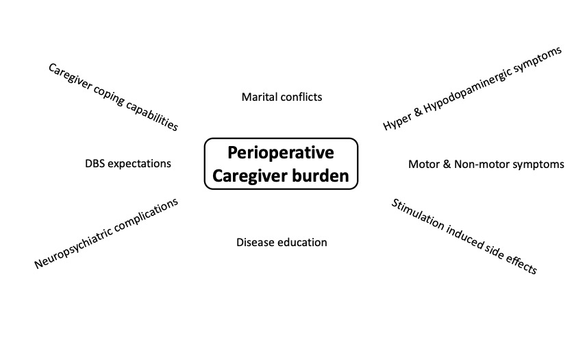 Pre-and postoperative mediators of caregiver burden of partners of PD patients with DBS.