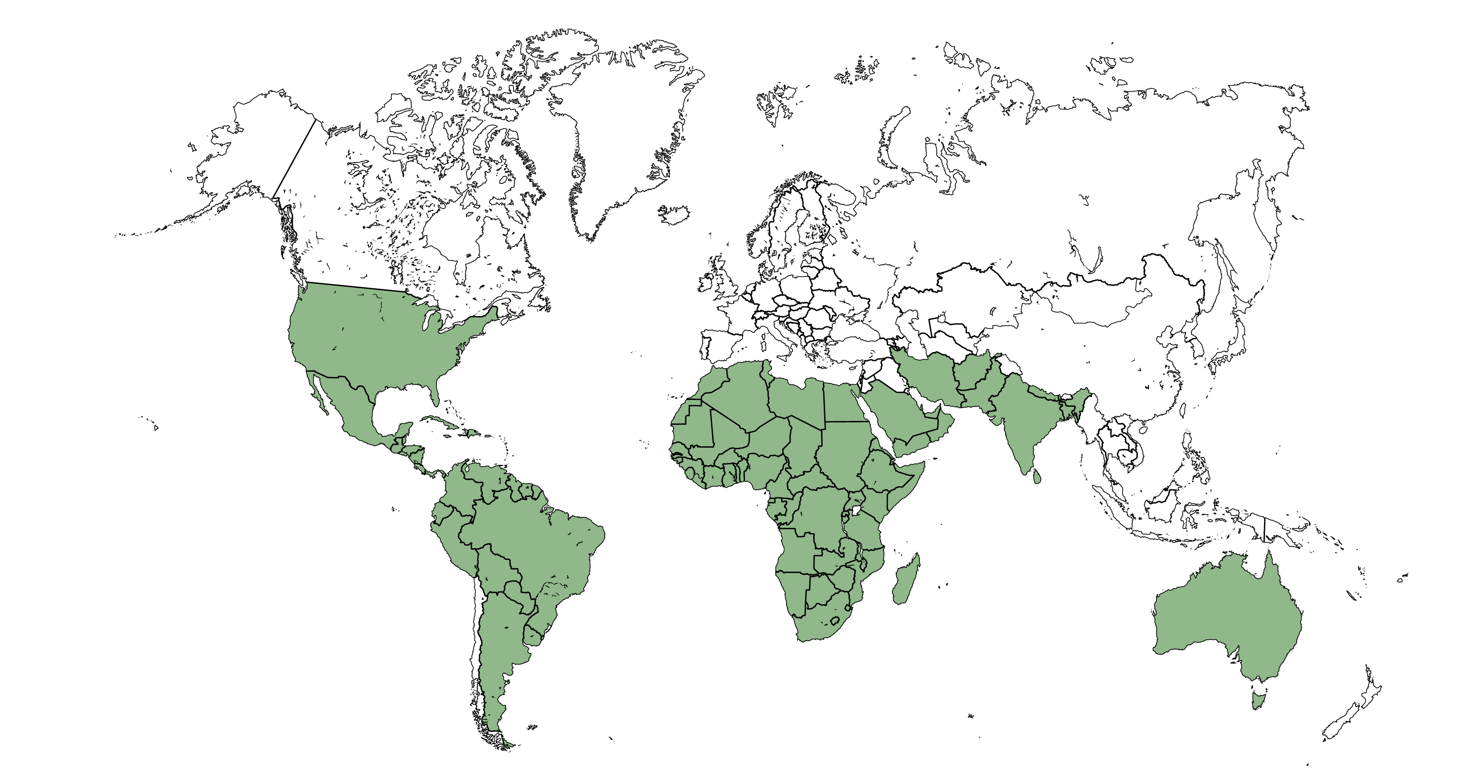 Tragia spp. distribution, by country