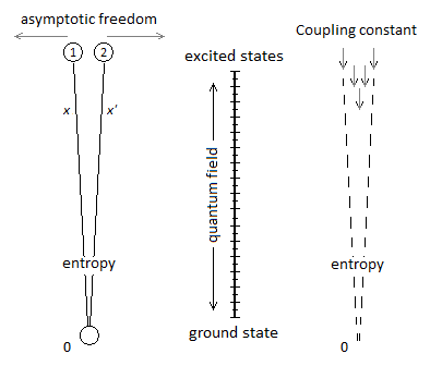 Quantum ChromoDynamics & coupling constant & asymptotic freedom & entropy
