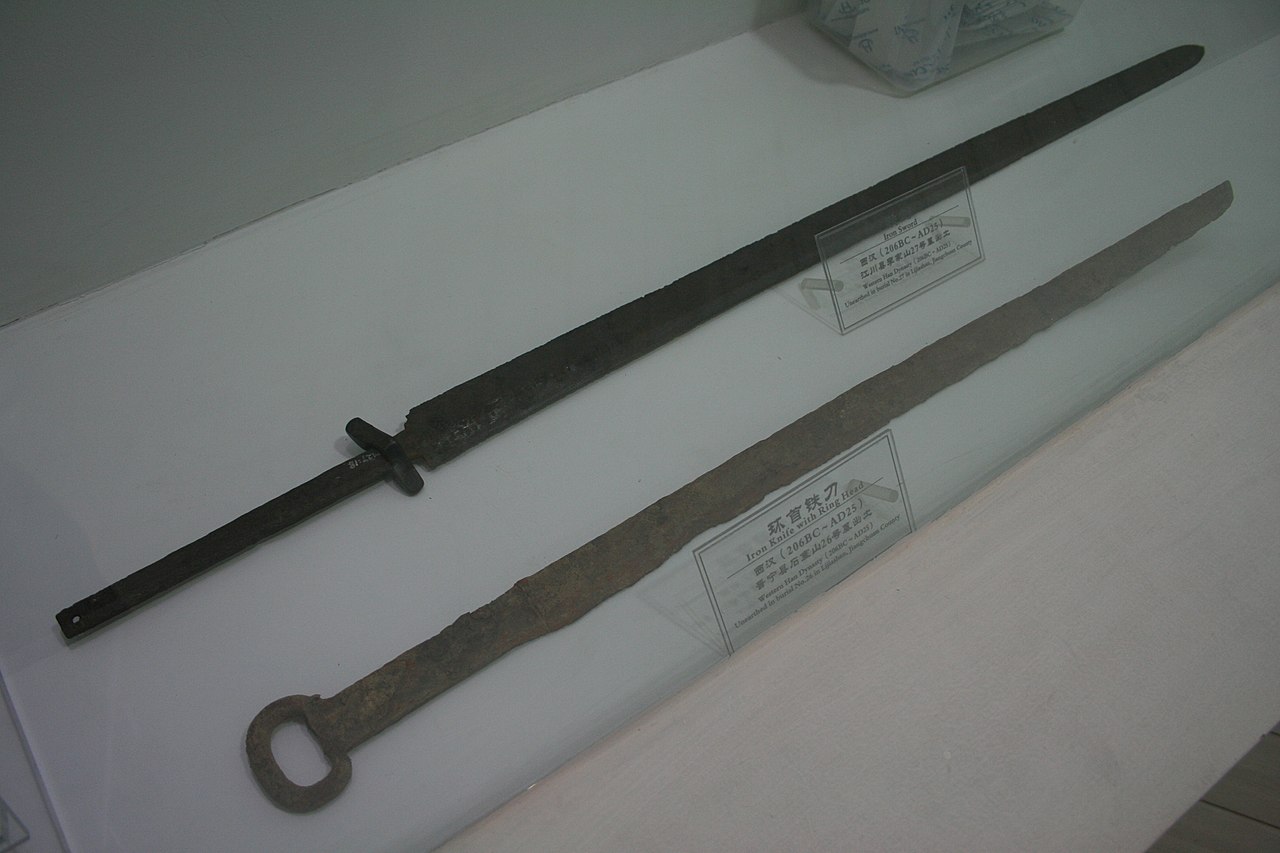 Munetoshi Handmade 1065 Steel Chinese Jian Korean Samgakdo Sword Ring  Pommel Sharp